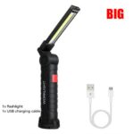 Linterna LED portátil COB, luz de trabajo recargable por USB, batería integrada, linterna de Camping, 5 modos, lámpara colgante magnética